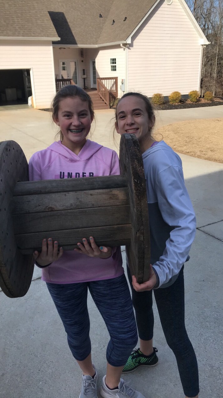 Anna and Ava with a Spool